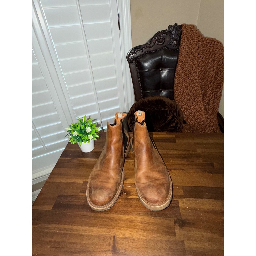 Vera Pelle Mens Italian Leather Chelsea Boots Tan Brown Size 45 Made in Italy